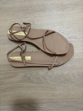 Kaanas Blush Minimalist Strappy Flat Sandals